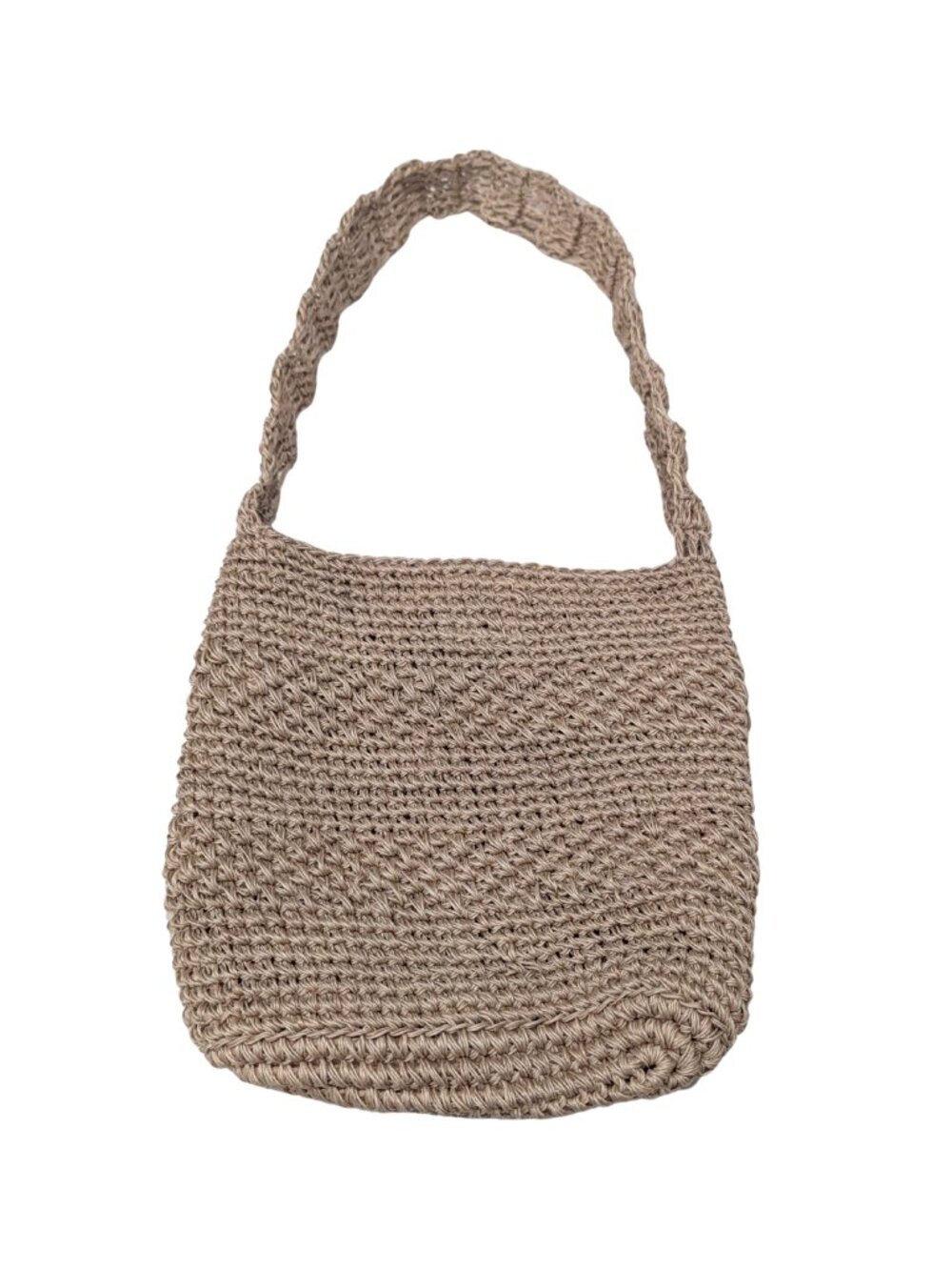 Natural Beige Jute Style Crochet Woven Shoulder Bag Boho Summer Purse - Picture 2 of 6